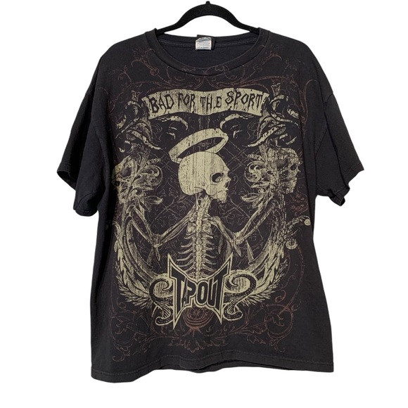 TAPOUT | Men’s Y2K ‘Bad For The Sport’ Distressed Graphic Tee - Sz Large - Picture 1 of 9